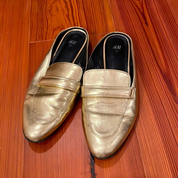 H&M Gold Loafers